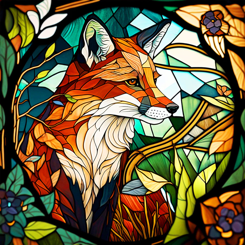 Diamond Painting - Full Round - fox in the flowers (30*30CM)