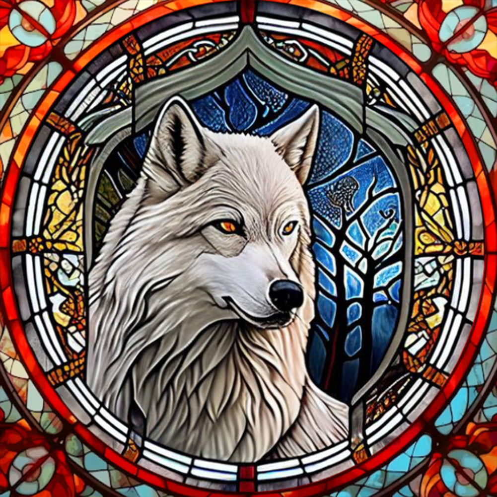 Diamond Painting - Full Round - forest white wolf (30*30CM)