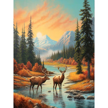 Load image into Gallery viewer, Diamond Painting - Full Round - deer in the river (30*40CM)
