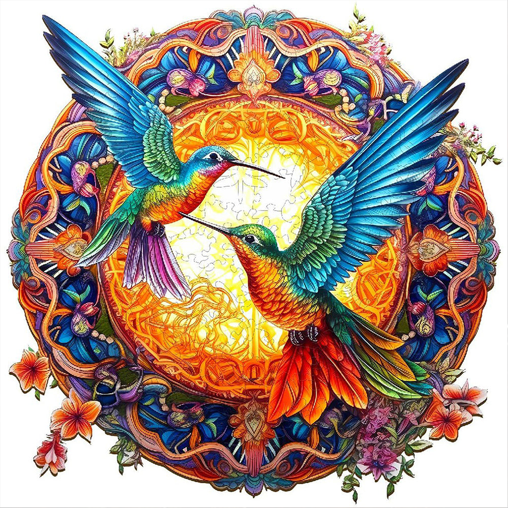 Diamond Painting - Full Round - round card flowers and birds hummingbird (35*35CM)