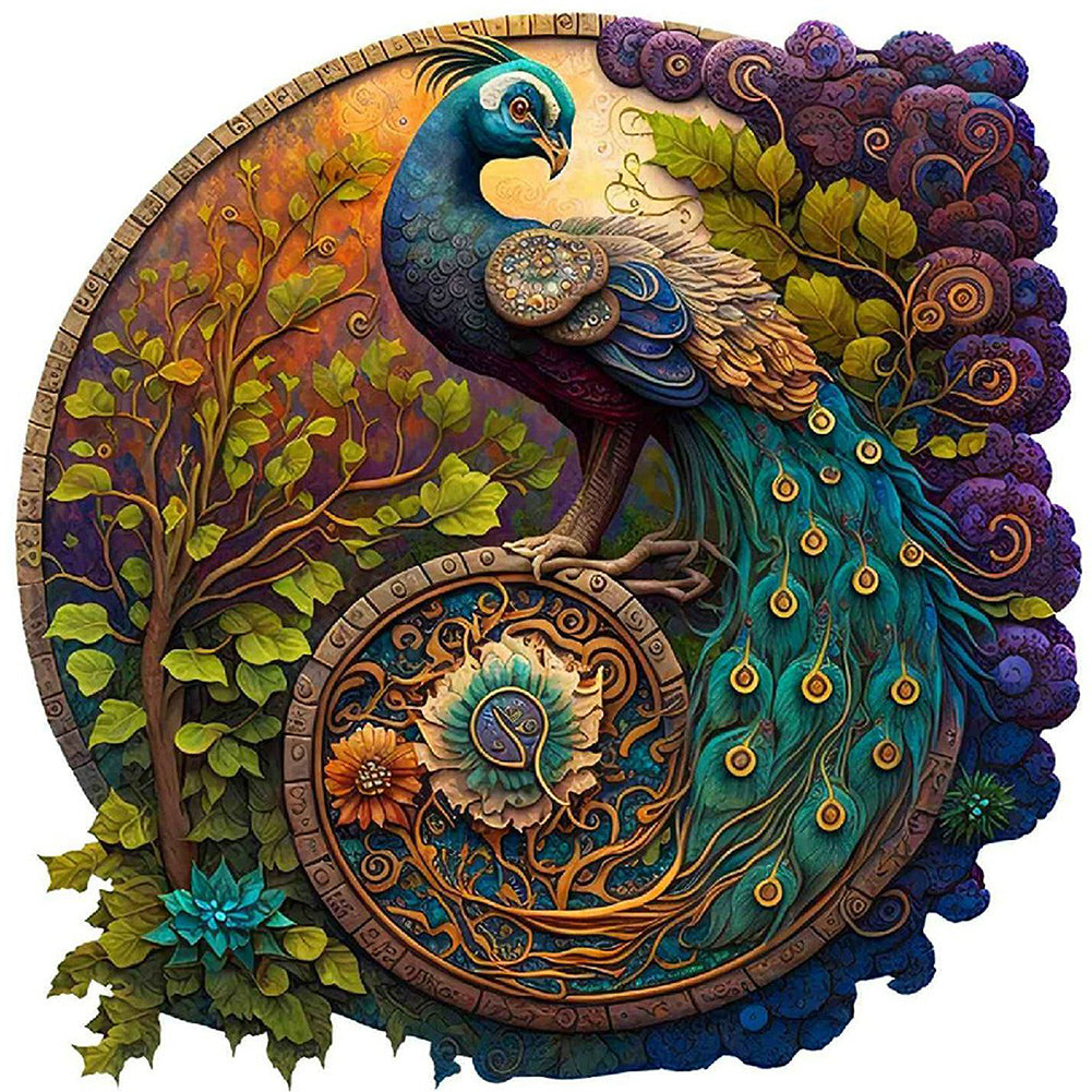 Diamond Painting - Full Round - round card peacock (35*35CM)