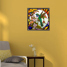 Load image into Gallery viewer, Diamond Painting - Full Round - bird holding flower glass art (30*30CM)
