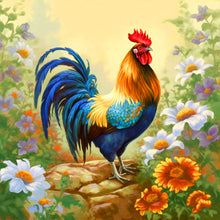 Load image into Gallery viewer, Diamond Painting - Full Round - rooster among the flowers (30*30CM)
