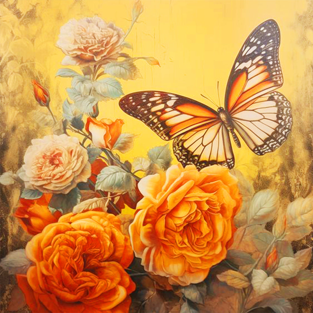 Diamond Painting - Full Round - flowers and butterflies (30*30CM)