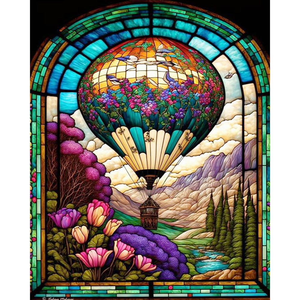 Diamond Painting - Full Square - Glass Art - Hot Air Balloon (40*50CM)
