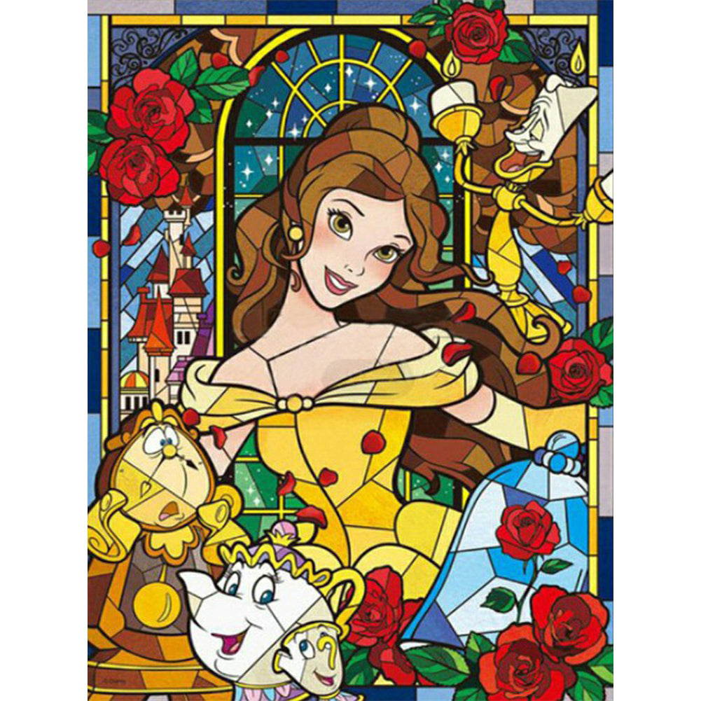 Diamond Painting - Full Round - Disney Belle Princess Glass Art (40*50CM)