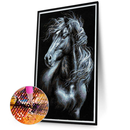 Diamond Painting - Full Round - Mosaic black and white horse (40*70CM)