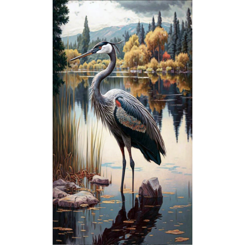 Diamond Painting - Full Round - heron by the lake (40*70CM)