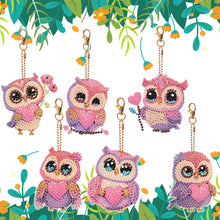 Load image into Gallery viewer, DIY Diamond Ornament Decoration Bee 5pcs Diamond Art Key Rings Owl Gift for Kids
