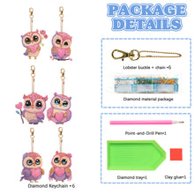 Load image into Gallery viewer, DIY Diamond Ornament Decoration Bee 5pcs Diamond Art Key Rings Owl Gift for Kids

