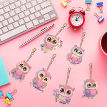 Load image into Gallery viewer, DIY Diamond Ornament Decoration Bee 5pcs Diamond Art Key Rings Owl Gift for Kids
