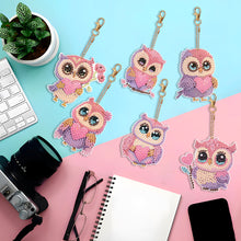 Load image into Gallery viewer, DIY Diamond Ornament Decoration Bee 5pcs Diamond Art Key Rings Owl Gift for Kids
