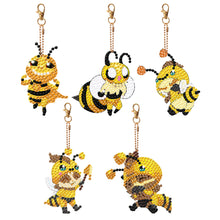 Load image into Gallery viewer, DIY Diamond Ornament Decoration Bee 5pcs Diamond Art Key Rings Owl Gift for Kids
