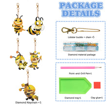 Load image into Gallery viewer, DIY Diamond Ornament Decoration Bee 5pcs Diamond Art Key Rings Owl Gift for Kids
