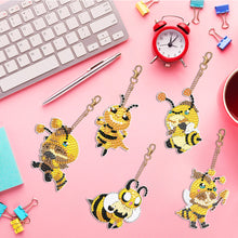 Load image into Gallery viewer, DIY Diamond Ornament Decoration Bee 5pcs Diamond Art Key Rings Owl Gift for Kids
