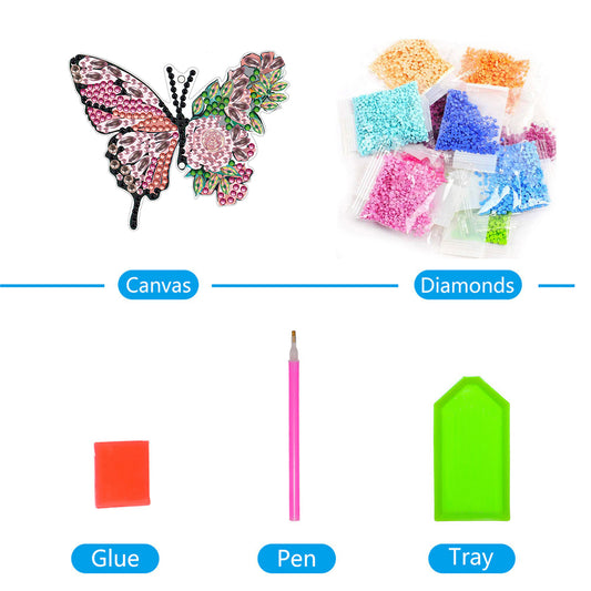 Sunflower/Animals Diamond Dots Art Cute Home Garden Decoration (Butterfly2)