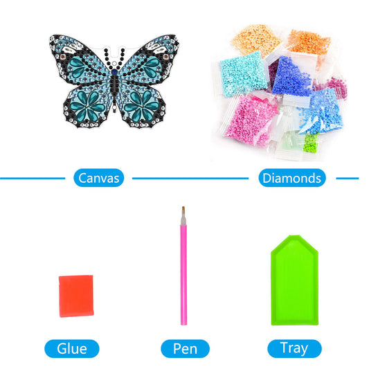 Sunflower/Animals Diamond Dots Art Cute Home Garden Decoration (Butterfly4)