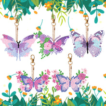 Load image into Gallery viewer, DIY Diamond Art Key Rings Special Shaped 5pcs Butterfly for Beginners Home Decor

