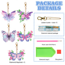 Load image into Gallery viewer, DIY Diamond Art Key Rings Special Shaped 5pcs Butterfly for Beginners Home Decor
