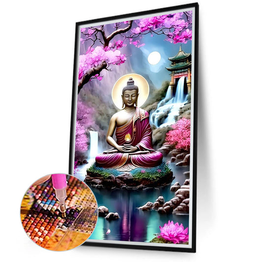 Diamond Painting - Full Round - lotus buddha statue (40*70CM)