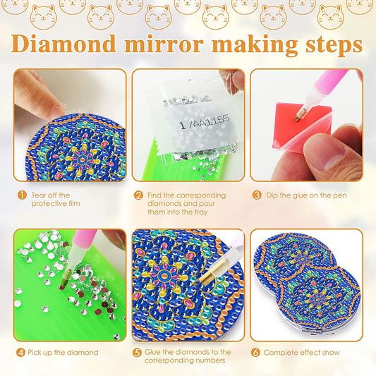 DIY Crystal Diamond Mirror Art Craft Set Paint by Number Kits for Adult and Kids