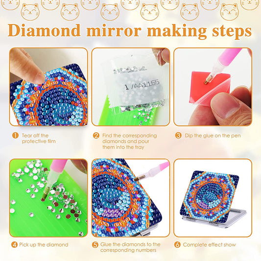 DIY Diamond Painting Makeup Mirror Paint by Number Kits Whale for Adult and Kids