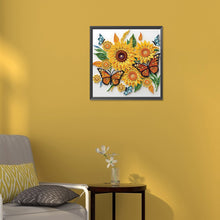 Load image into Gallery viewer, Diamond Painting - Partial Special Shaped - sunflower butterfly paper painting (30*30CM)
