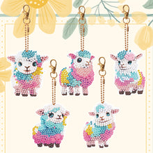 Load image into Gallery viewer, DIY Diamond Art Key Rings Alpaca 5pcs Full Drill Diamonds Pendants Gift for Kids
