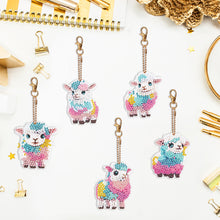Load image into Gallery viewer, DIY Diamond Art Key Rings Alpaca 5pcs Full Drill Diamonds Pendants Gift for Kids
