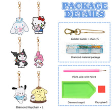 Load image into Gallery viewer, DIY Diamond Art Key Rings Sanrio 6pcs Full Drill Diamonds Pendants Gift for Kids
