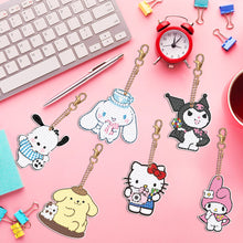Load image into Gallery viewer, DIY Diamond Art Key Rings Sanrio 6pcs Full Drill Diamonds Pendants Gift for Kids
