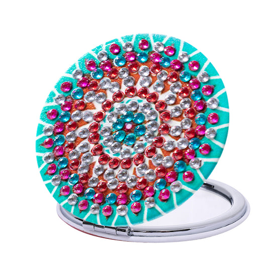 DIY Crystal Diamond Mirror Portable Mandala Art Craft Set Pocket Mirror for Girl