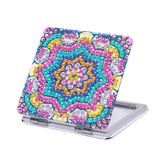 DIY Crystal Diamond Mirror Portable Mandala Art Craft Set Pocket Mirror for Girl