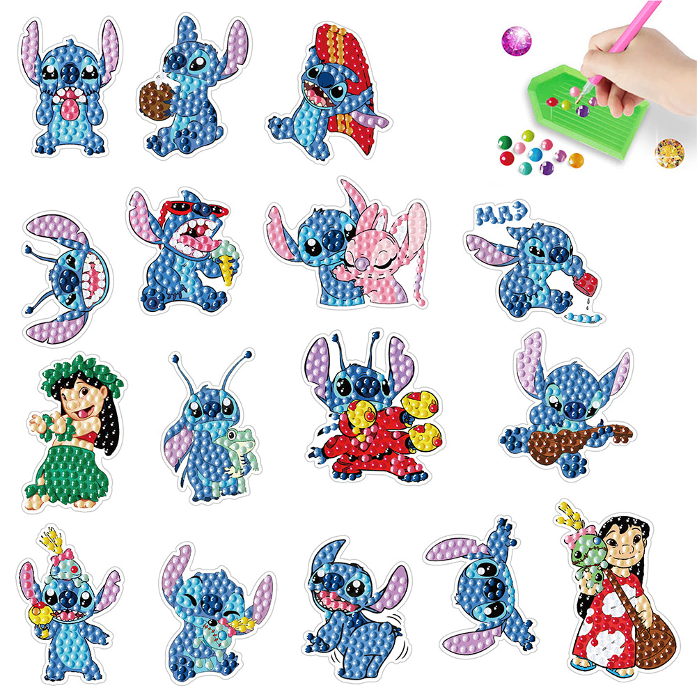 DIY Diamond Art Mosaic Sticker Animal Cartoon Gnome Gift for Kids (Stitch)