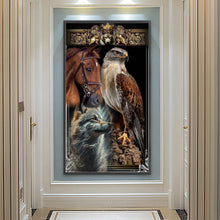 Load image into Gallery viewer, Diamond Painting - Full Round - eagle and wolf (40*70CM)
