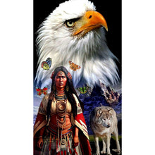 Load image into Gallery viewer, Diamond Painting - Full Round - indian and wolf (40*70CM)
