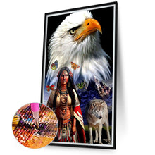 Load image into Gallery viewer, Diamond Painting - Full Round - indian and wolf (40*70CM)
