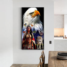 Load image into Gallery viewer, Diamond Painting - Full Round - indian and wolf (40*70CM)
