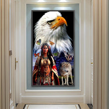 Load image into Gallery viewer, Diamond Painting - Full Round - indian and wolf (40*70CM)
