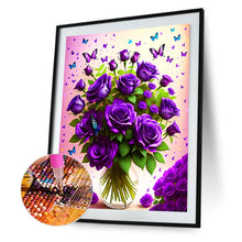 Load image into Gallery viewer, Diamond Painting - Full Round - purple roses (30*40CM)
