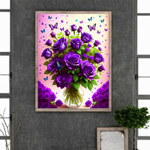 Load image into Gallery viewer, Diamond Painting - Full Round - purple roses (30*40CM)
