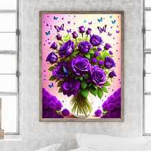 Load image into Gallery viewer, Diamond Painting - Full Round - purple roses (30*40CM)
