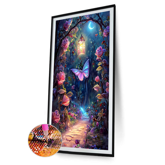 Diamond Painting - Full Round - butterfly rose forest (40*70CM)