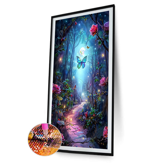 Diamond Painting - Full Round - butterfly rose forest (40*70CM)