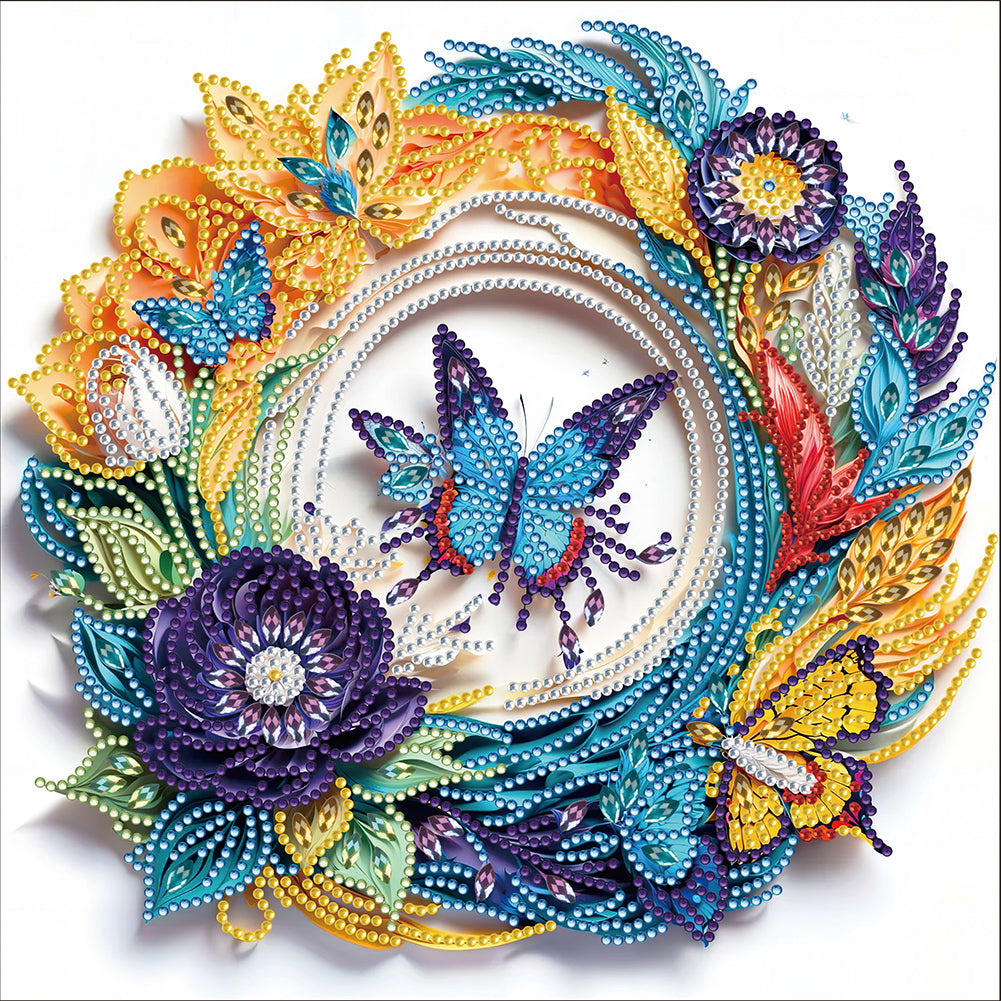 Diamond Painting - Partial Special Shaped - paper flower butterfly (30*30CM)
