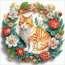 Load image into Gallery viewer, Diamond Painting - Partial Special Shaped - Paper flower orange cat (30*30CM)
