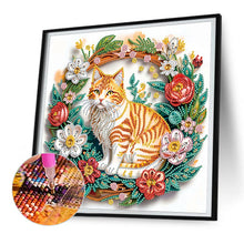 Load image into Gallery viewer, Diamond Painting - Partial Special Shaped - Paper flower orange cat (30*30CM)
