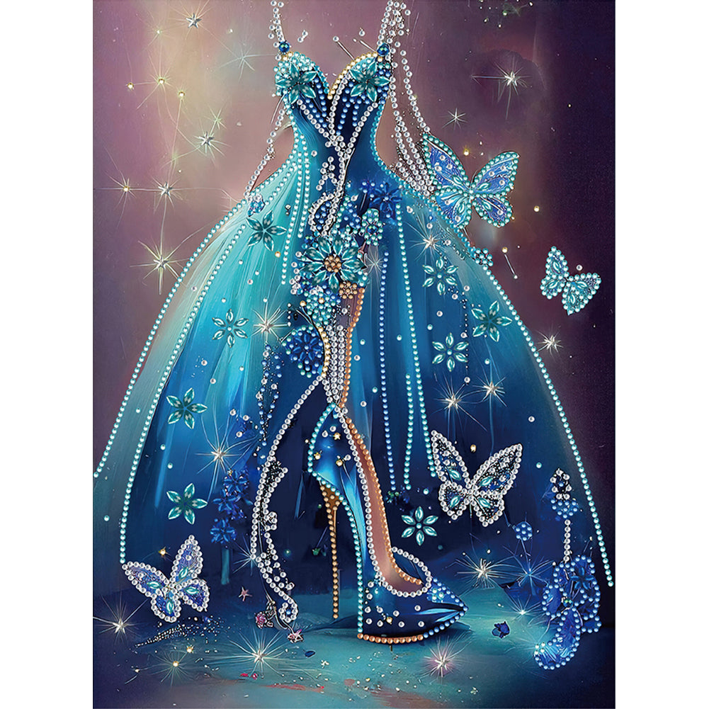 Diamond Painting - Partial Special Shaped - blue wedding dress (30*40CM)