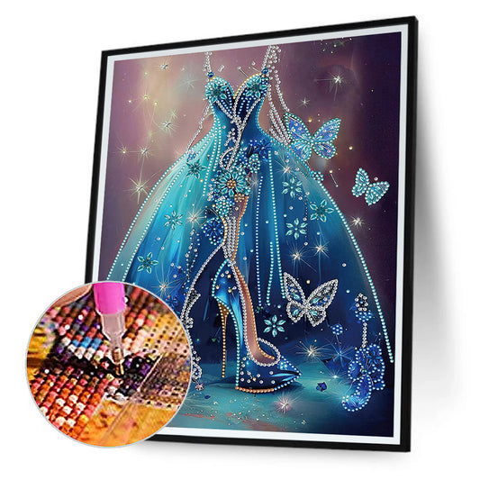 Diamond Painting - Partial Special Shaped - blue wedding dress (30*40CM)