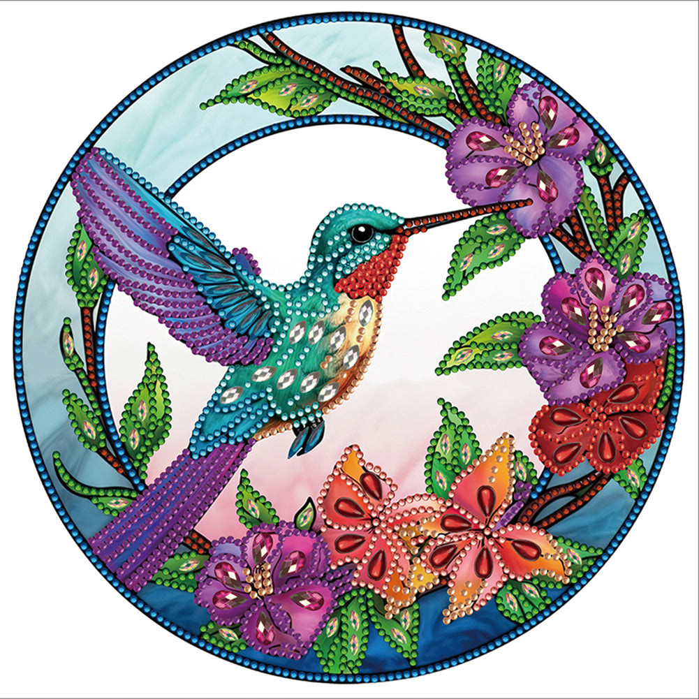 Diamond Painting - Partial Special Shaped - Hummingbird Glass Art (30*30CM)